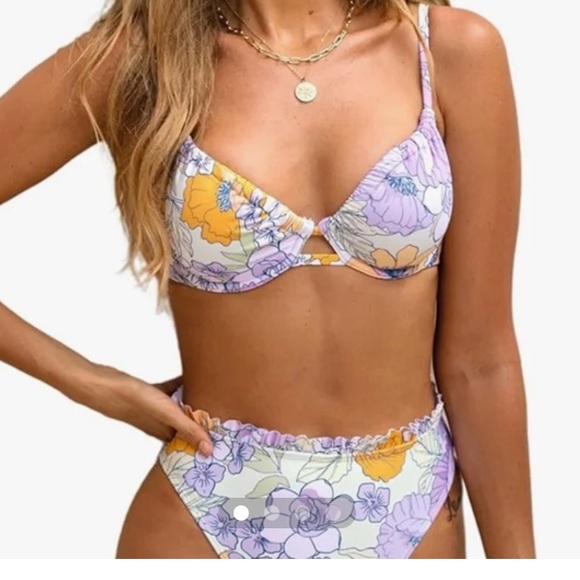 Cupshe Other - CUPSHE Suit, bikini, Purple/orange flower design, Size L